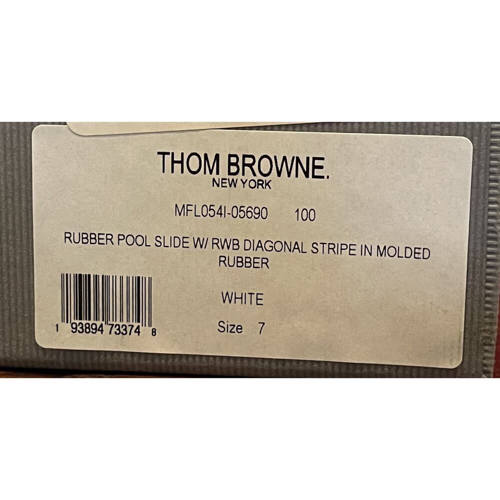 $475 NIB Thom Browne White Molded Pool Slides W/Diagonal Stripe Size 7 - Picture 9 of 10